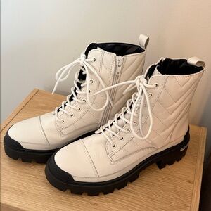 Aldo White Combat Boots with Black Soles